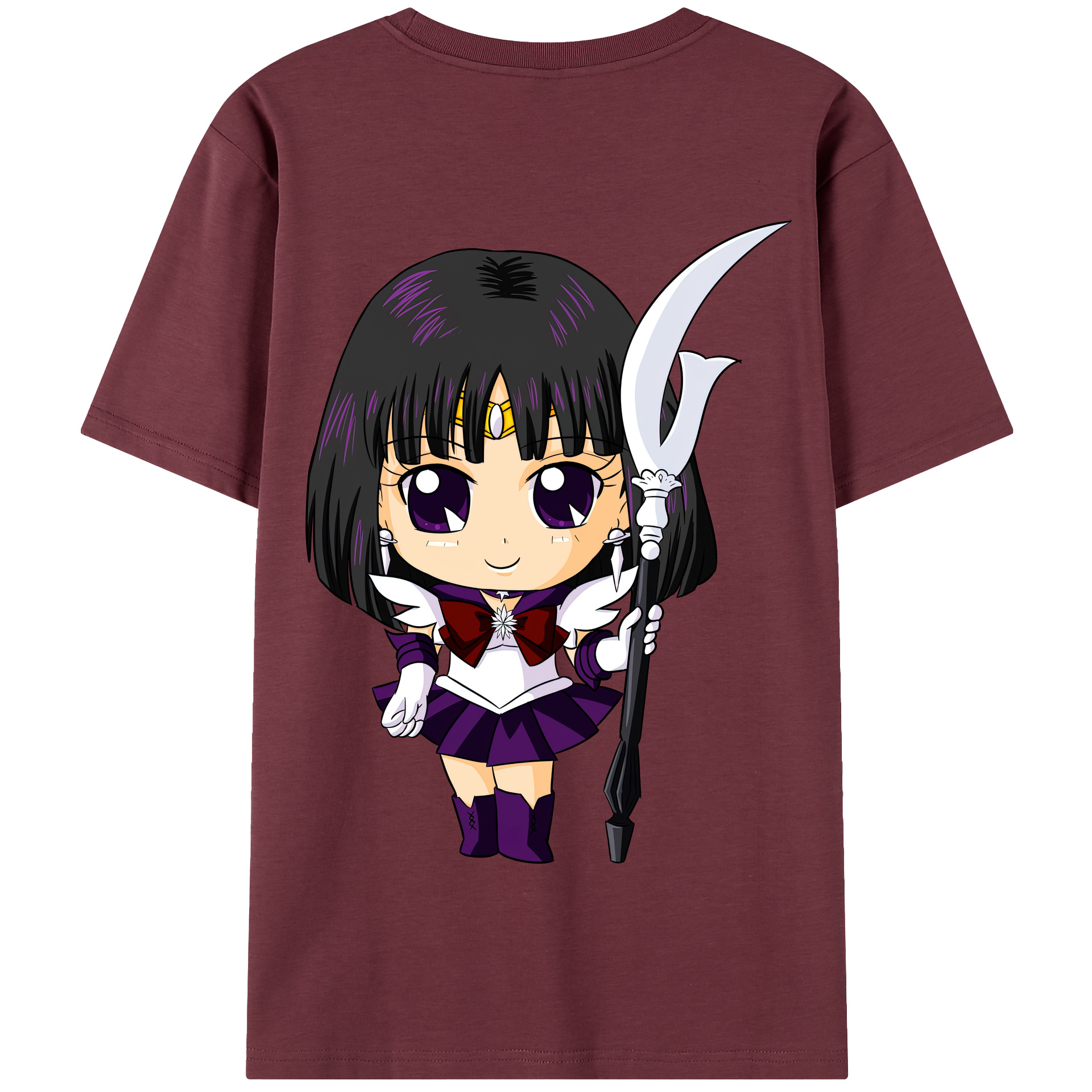 （画像用） 美少女戦士セーラームーン 土萠ほたる Sailor Moon Tomoe Hotaru （セーラーサターン；Sailor Saturn） 綿100％半袖Tシャツ（背面プリント）